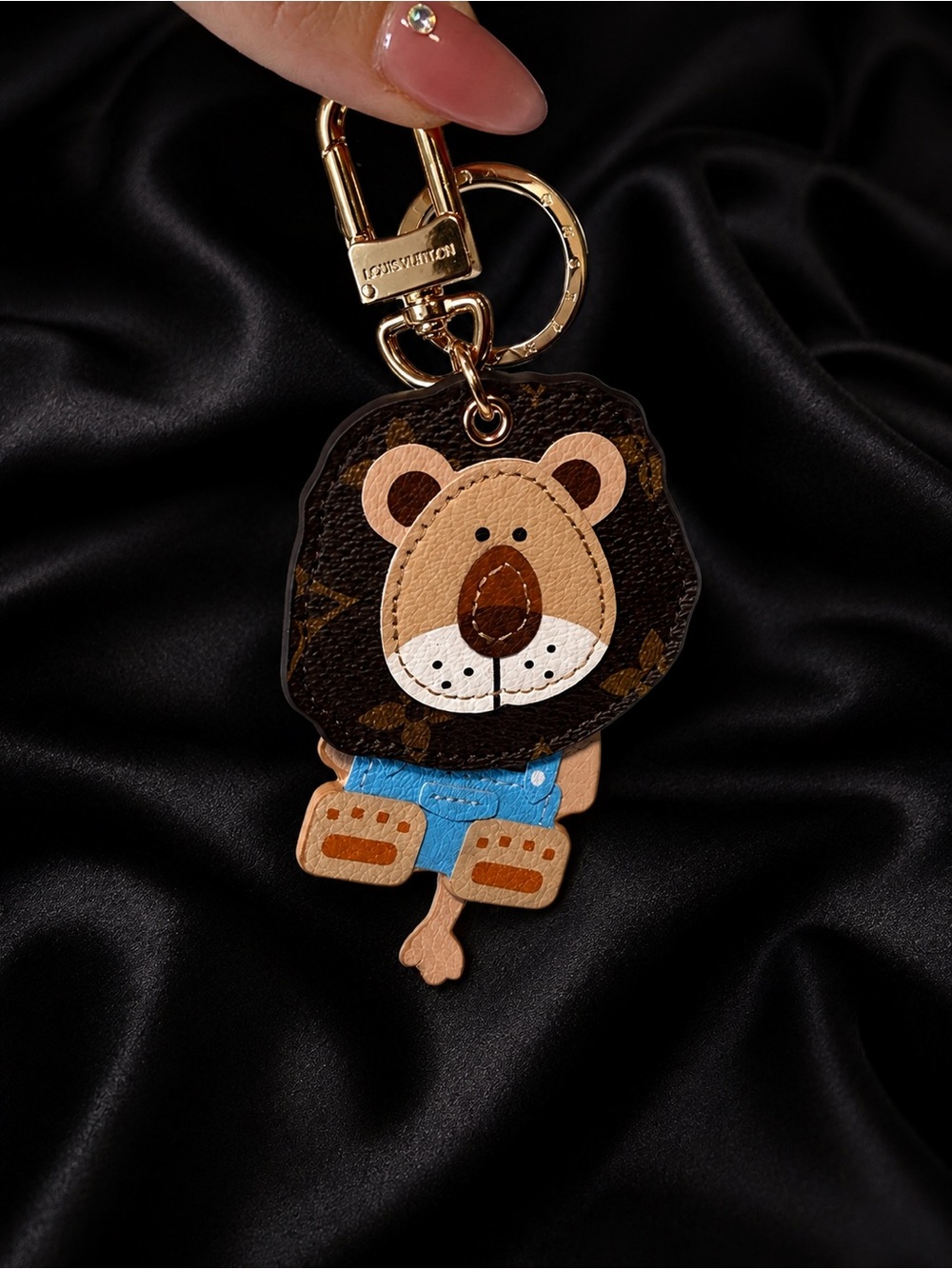 Kinchain lion lv Brown and Blue Plush Charm